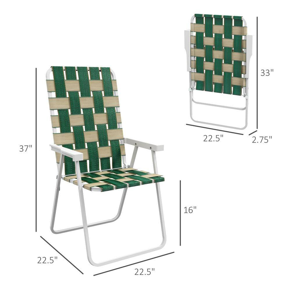 Green Patio Plastic Folding Chairs, Classic Outdoor Camping Chairs, Portable Lawn Chairs with Armrests (Set of 4)