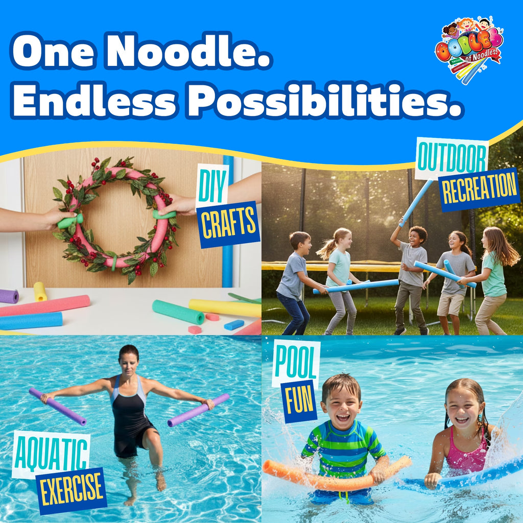 Premium Jumbo XL Foam Pool Swim Noodles, 2 Pack (Blue)