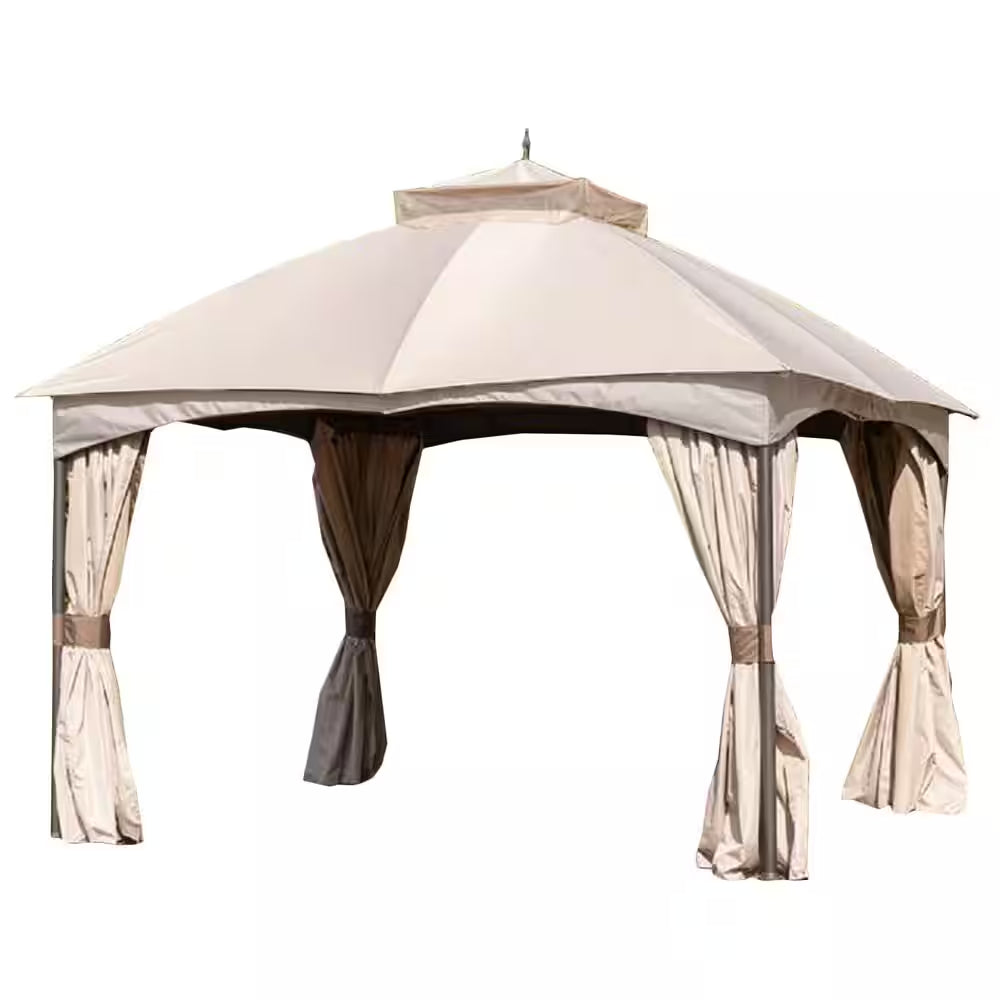 Riplock 350 Replacement Canopy Top and Side Mosquito Netting Set in Beige for 10 Ft. X 12 Ft. Turnberry Gazebo