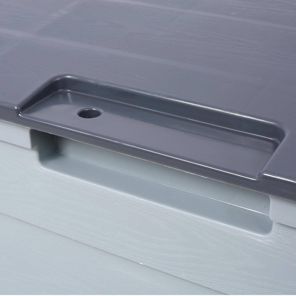 75 Gal. Outdoor All Weather UV Waterproof Resin Storage Deck Box, Shed Bin Bench with Wheel for Garden and Pool Tools