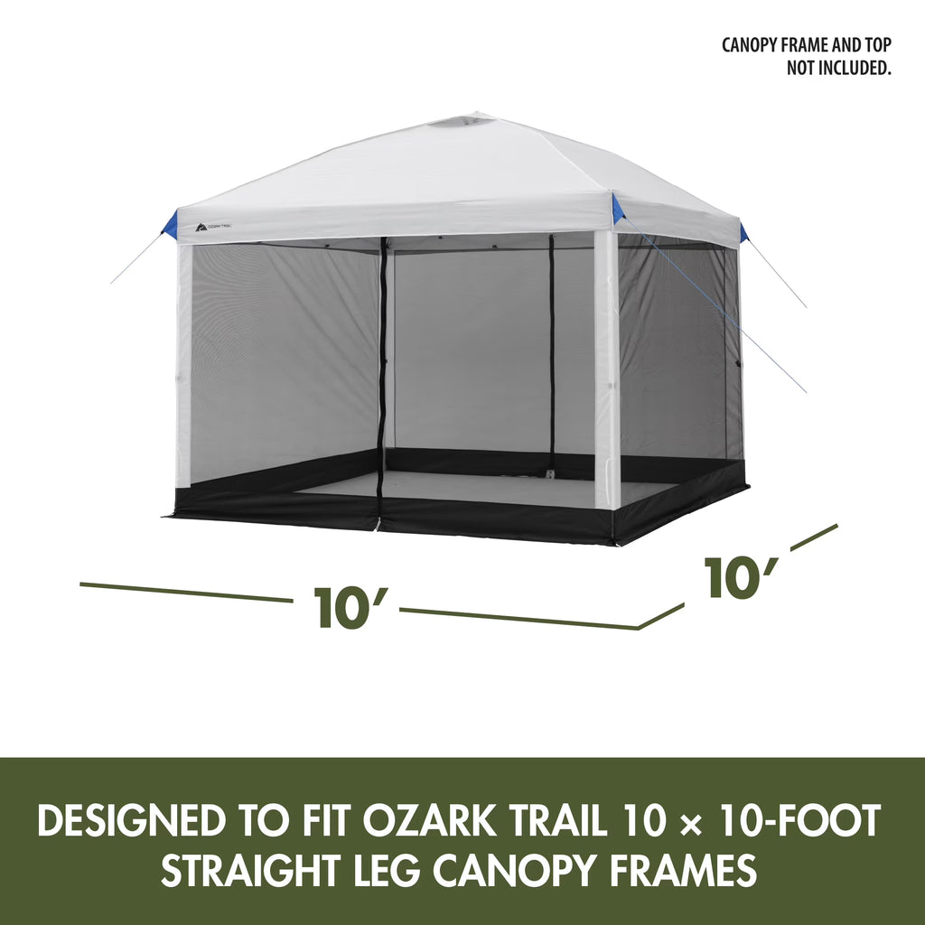 Canopy Mesh Curtain Accessory with Zippered Walls for 10' X 10' Canopy