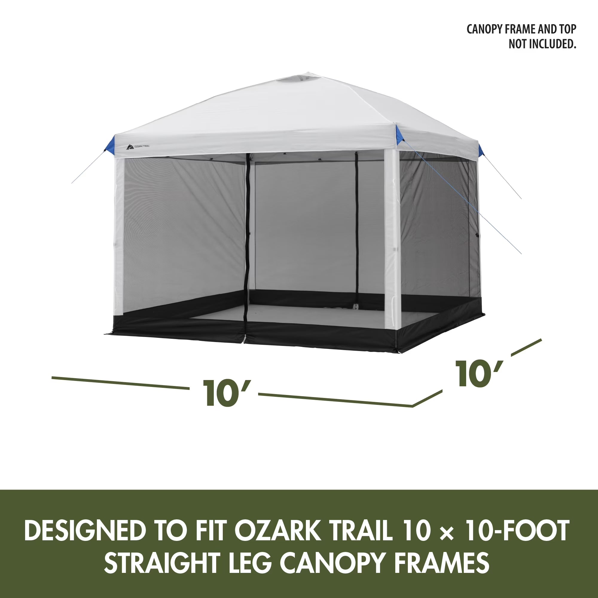 Canopy Mesh Curtain Accessory with Zippered Walls for 10' X 10' Canopy