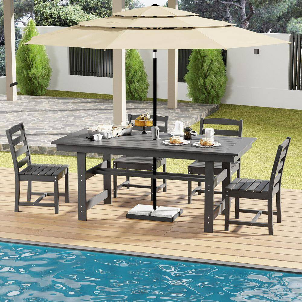 6-Piece HDPE Patio Dining Chairs, Heavy Duty Wood-Like Outdoor Dining Chairs for Garden, Deck, Lawn, Gray
