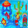Pool Toys Games Set, Floating Basketball Hoop Inflatable Cross Ring Toss Game Toys for Kids Adults, Summer Party Swimming Pool Water Games