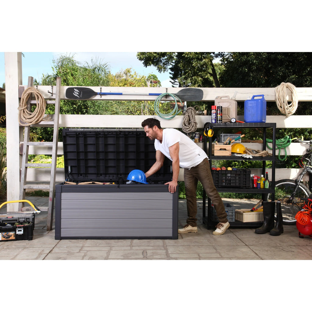 Premier 150 Gallon Durable Resin Outdoor Storage Deck Box for Furniture and Supplies, Grey