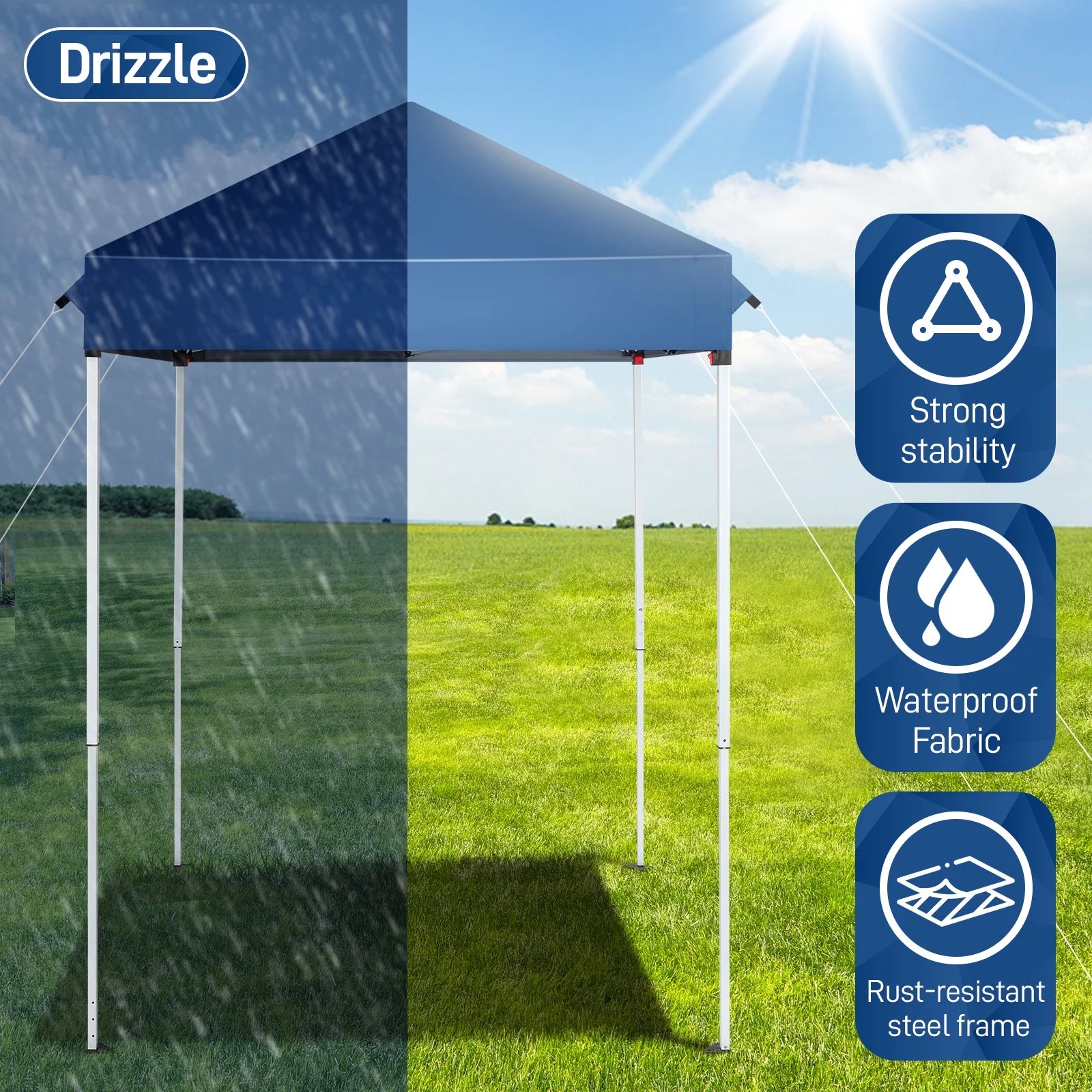 Portable 5Ft X 5Ft Canopy Tent for Patio, Foldable Gazebo for Backyard, Blue Canopy