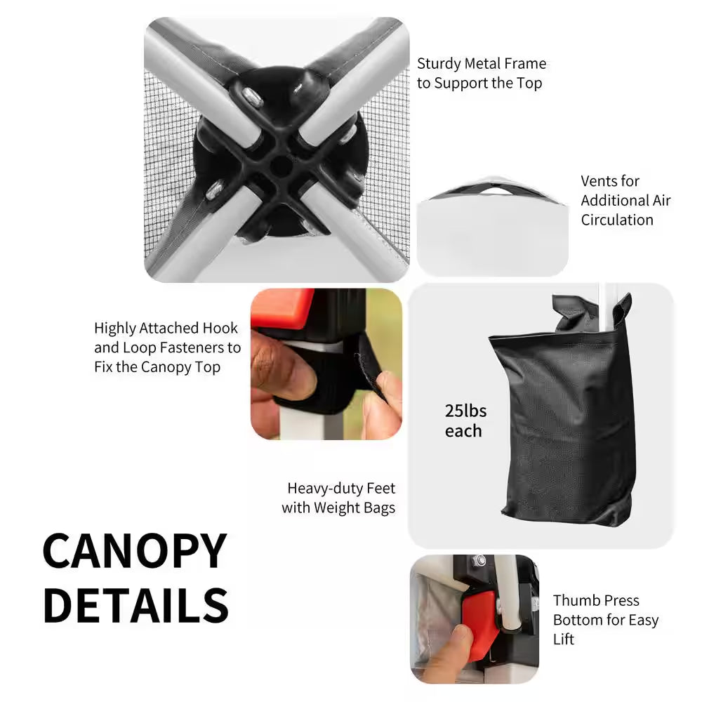 6.6 Ft. X 6.6 Ft. Outdoor Pop-Up Canopy Tent with Roller Bag, Height Adjustable, Gray