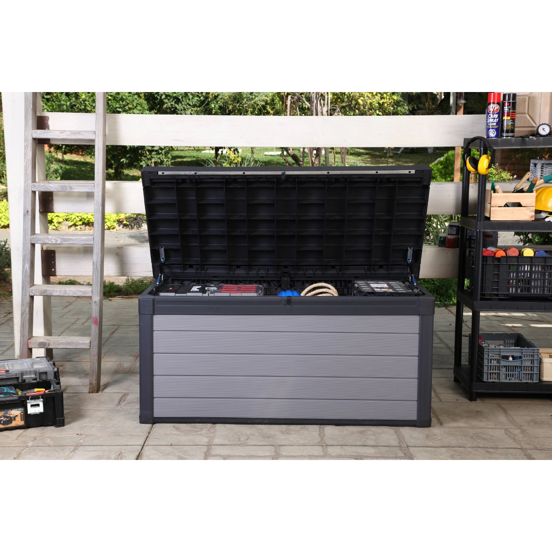 Premier 150 Gallon Durable Resin Outdoor Storage Deck Box for Furniture and Supplies, Grey