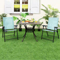 Patio Mint Green Folding Chairs Outdoor Portable Pack Lawn Chairs W/ Armrests (Set of 2)