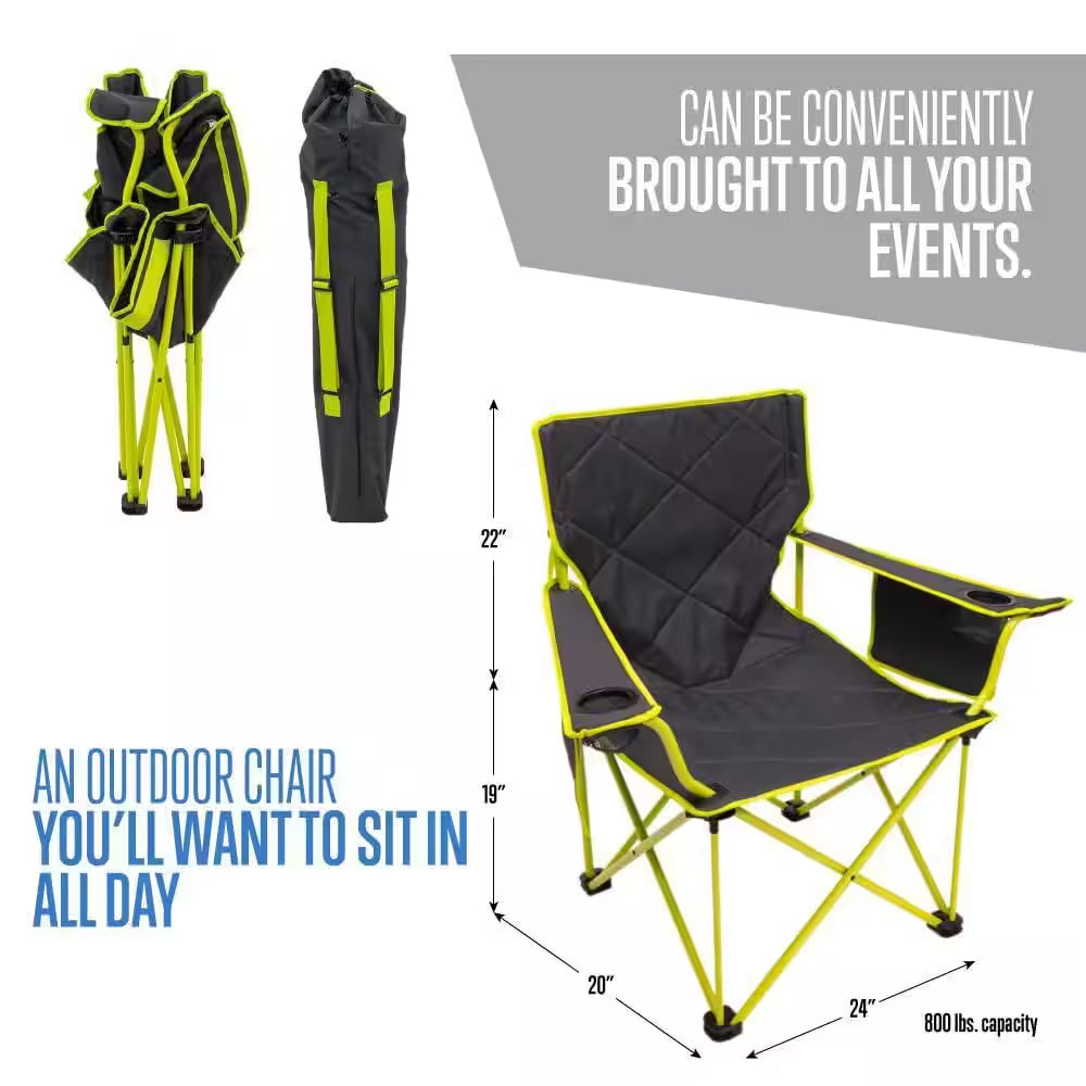 Camping Chairs for Adults with Mesh Cup Holders and Pockets, Built Durable and Reliable with Compact Charcoal/Citrus