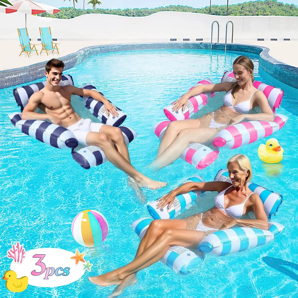 Pool Floats, Upgraded 4-In-1 Inflatable Water Hammock, Pool Toys for Adults, Portable Floating Lounger for Pool, Beach, Capacity 220 Lbs, Blue