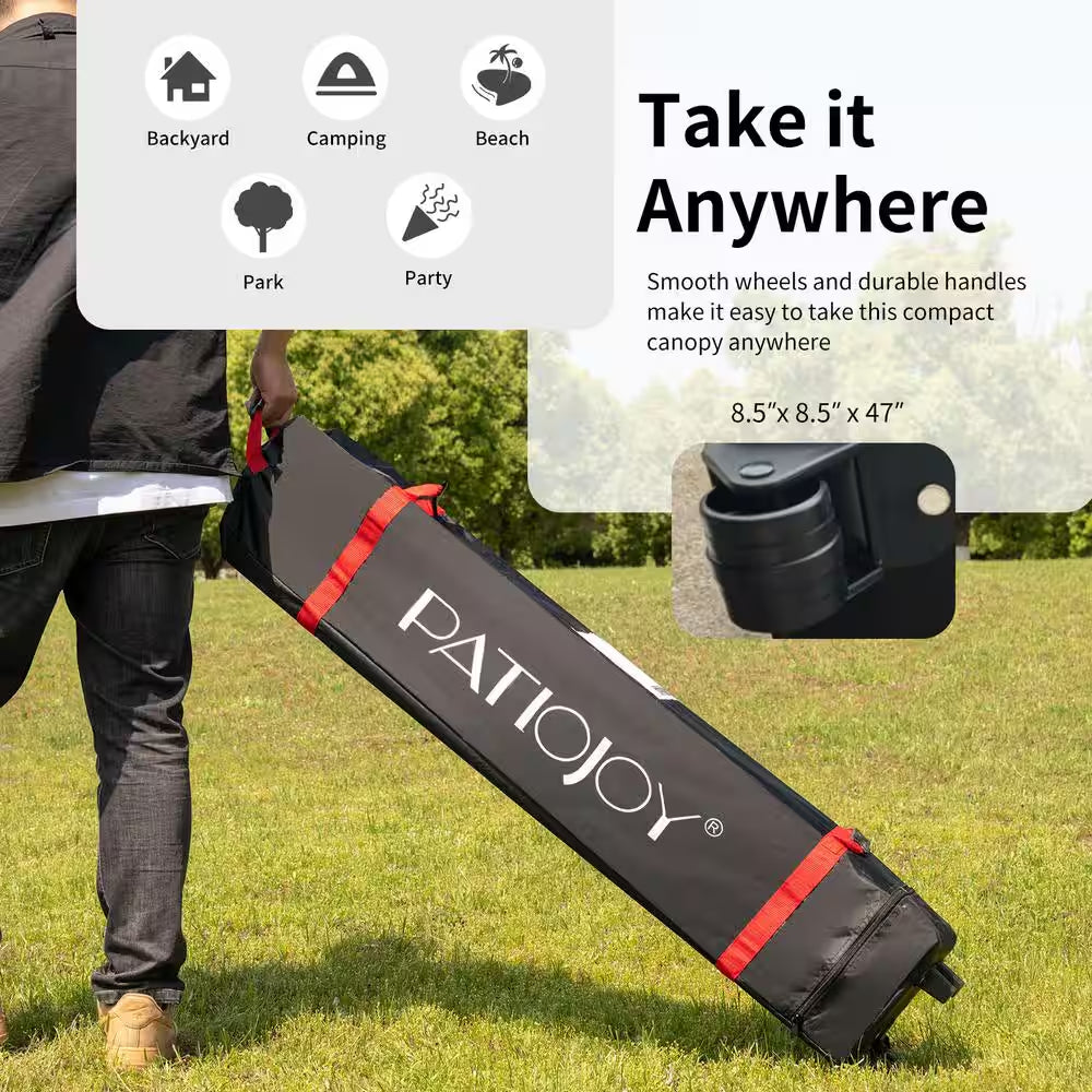 6.6 Ft. X 6.6 Ft. Outdoor Pop-Up Canopy Tent with Roller Bag, Height Adjustable, Gray