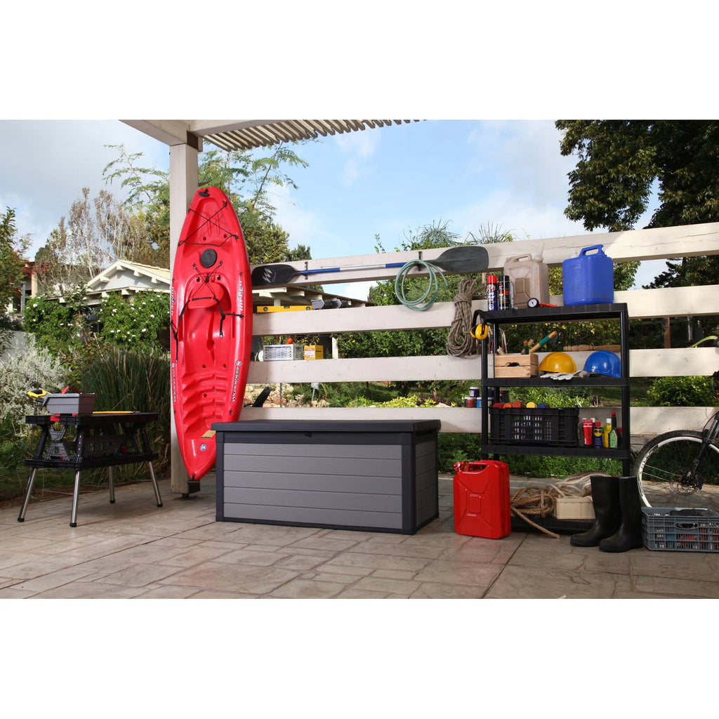 Premier 150 Gallon Durable Resin Outdoor Storage Deck Box for Furniture and Supplies, Grey