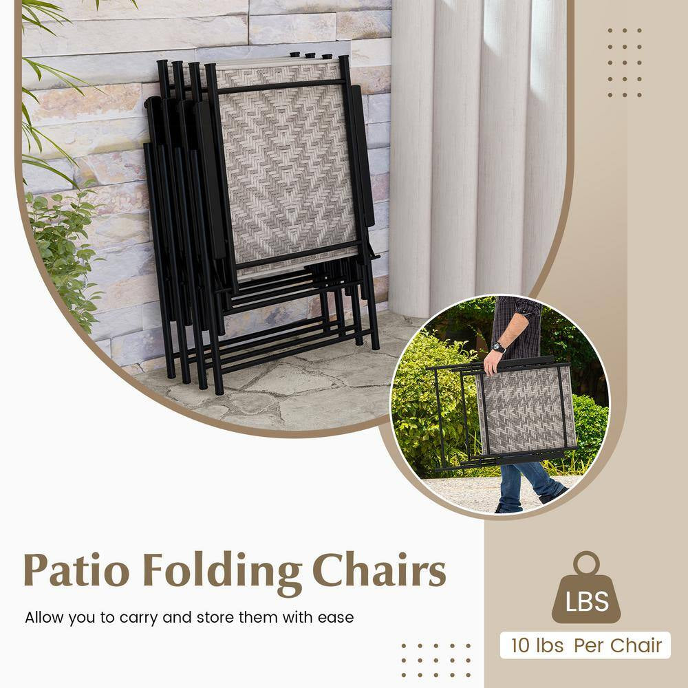 Folding Chairs with Armrests and Portable Lawn Chairs for Garden Backyard (Set of 4)