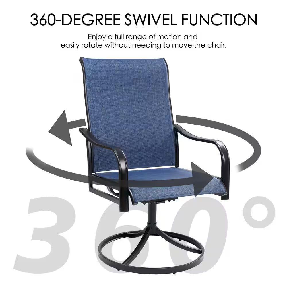 Outdoor Chairs Set of 2-Patio Swivel Chair/Outdoor Glider Chair-Comfortable Lawn Chairs for Relaxing-(Navy Blue)