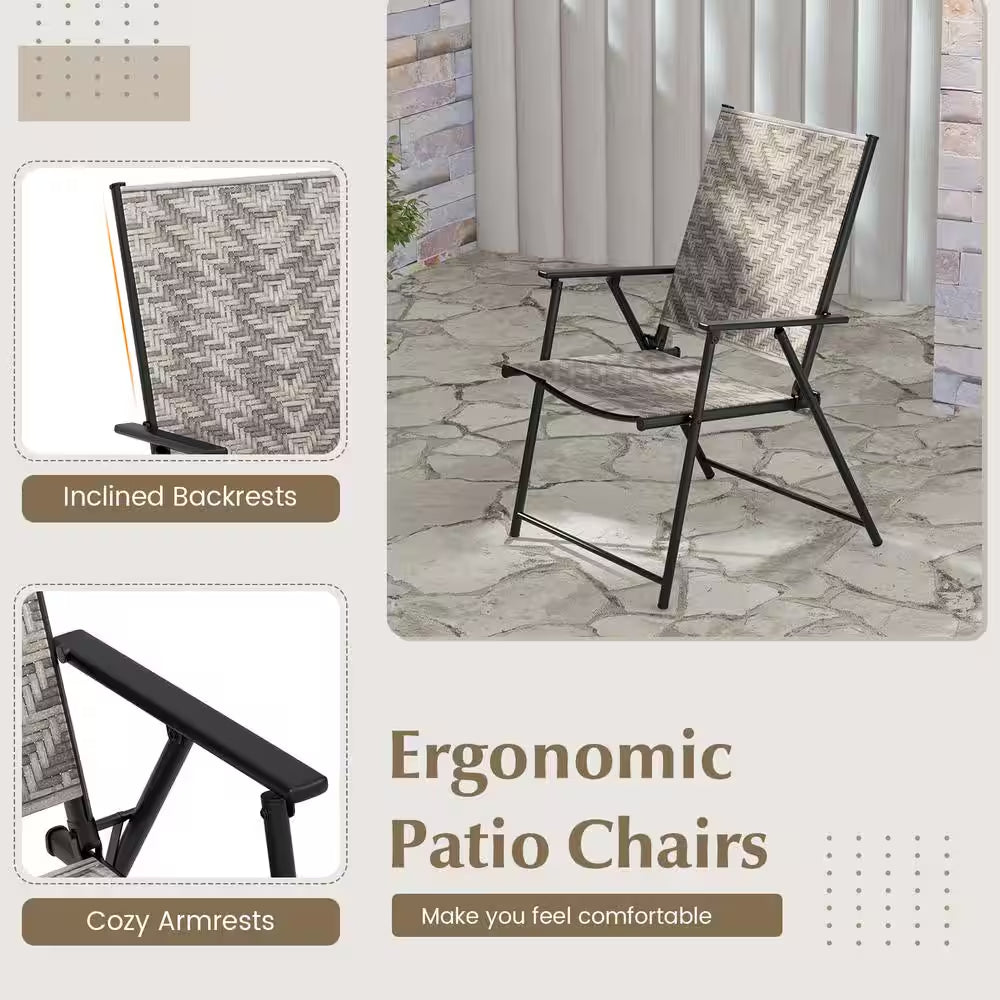Folding Chairs with Armrests and Portable Lawn Chairs for Garden Backyard (Set of 4)