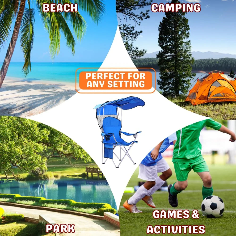 Camping Chair with Canopy Portable Camping Chairs with Shade for outside Folding Beach Chairs with Shade for Adults(Blue)