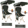 2-Pack Portable Folding Camping Chairs with Canopy Shade, Beach Chair for Adults, Durable Weather Resistant 600D Oxford Cloth, Camping Chair with Canopy for Outdoors