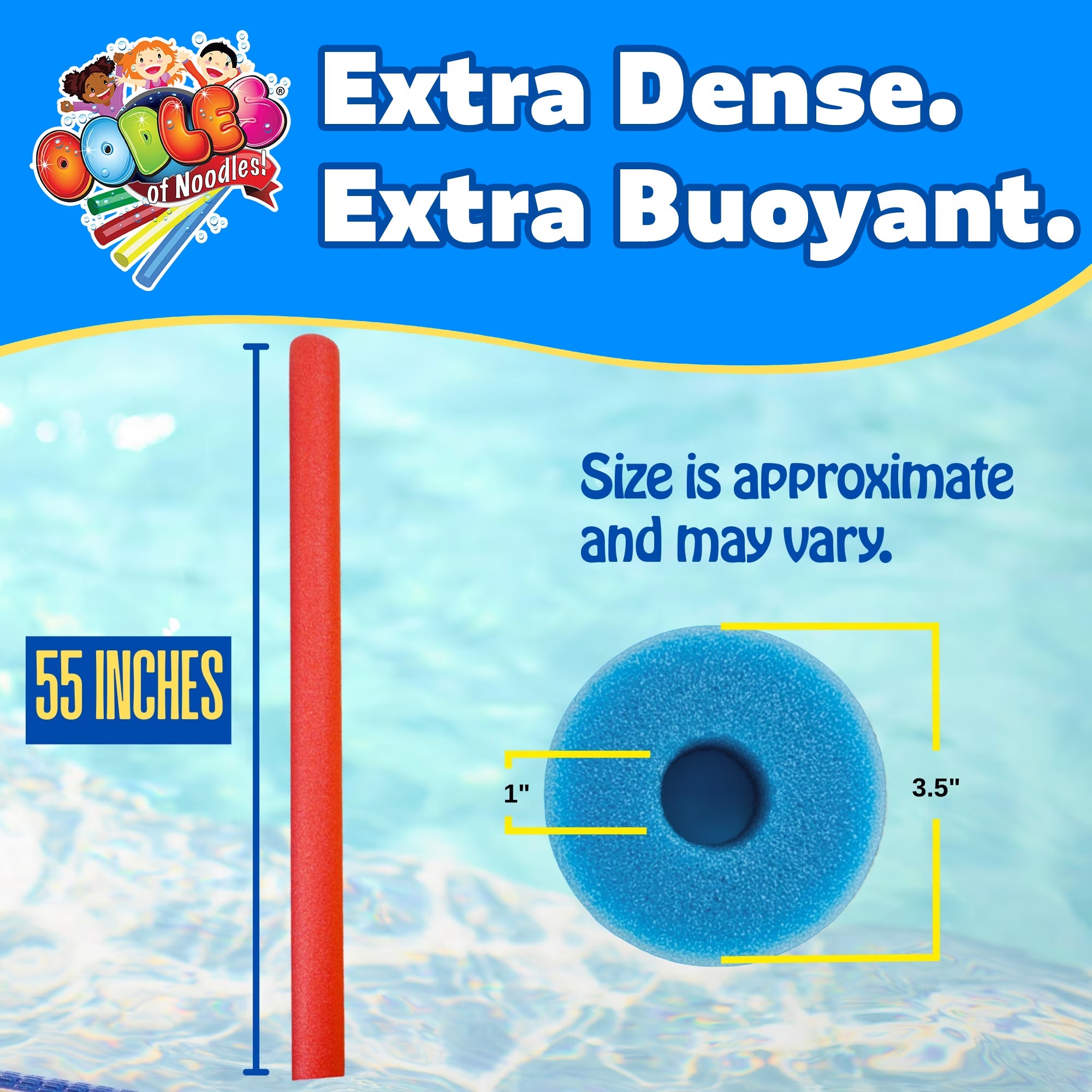 Premium Jumbo XL Foam Pool Swim Noodles, 2 Pack (Blue)