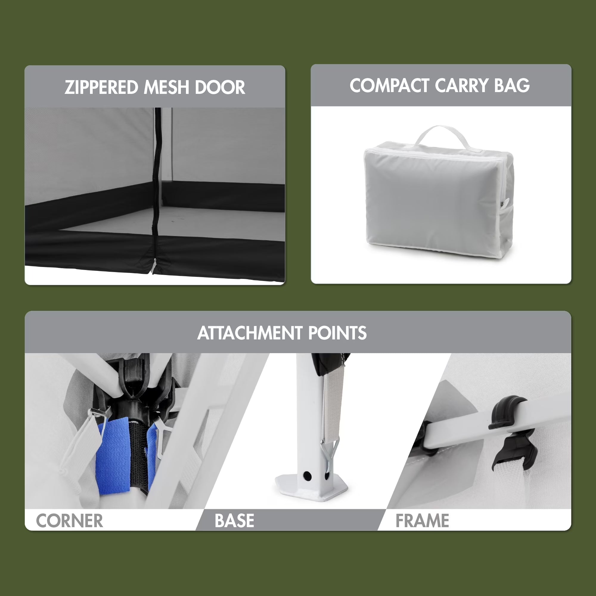 Canopy Mesh Curtain Accessory with Zippered Walls for 10' X 10' Canopy