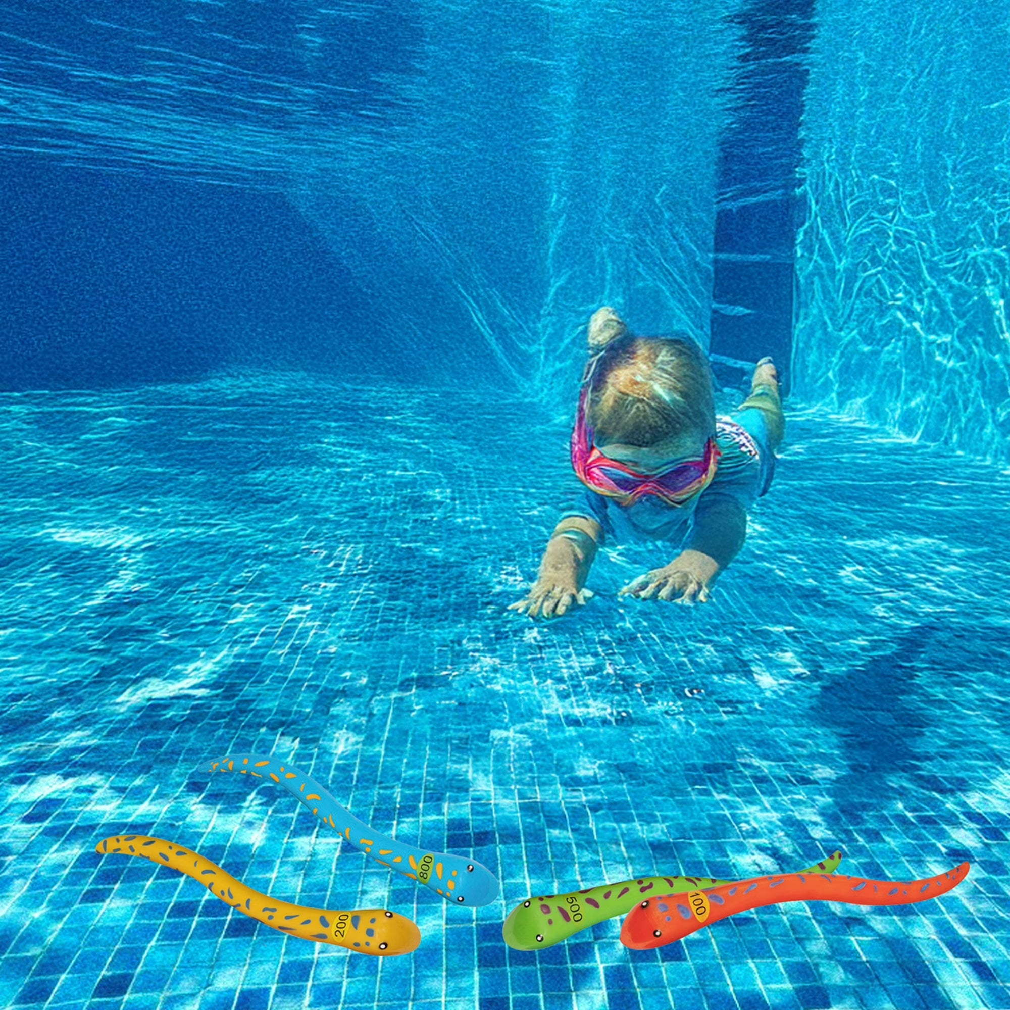 Set of 4 Vibrantly Colored Fun Moray Eel Diving Point Sticks Swimming Pool Toys 10''