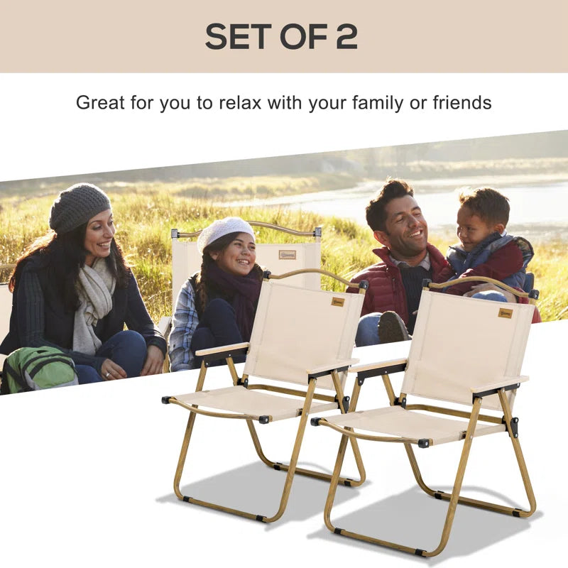 Set of 2 Camping Chair, Lightweight Folding Chair, Portable Armchairs, Perfect for Festivals, Fishing, Beach and Hiking