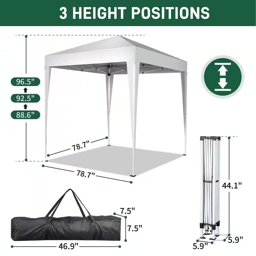6.5 Ft. X 6.5 Ft. White Straight Leg Pop-Up Canopy with 4 Sidewalls