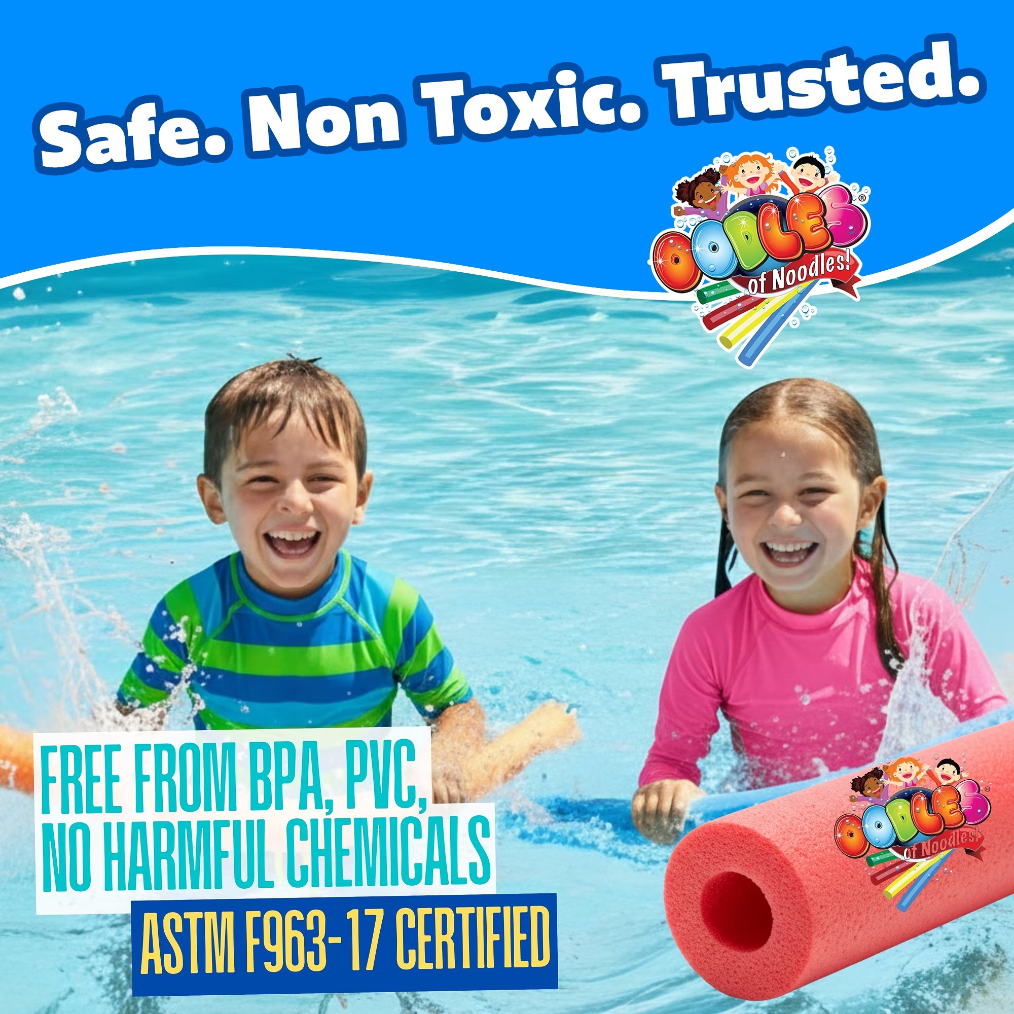 Premium Jumbo XL Foam Pool Swim Noodles, 2 Pack (Blue)