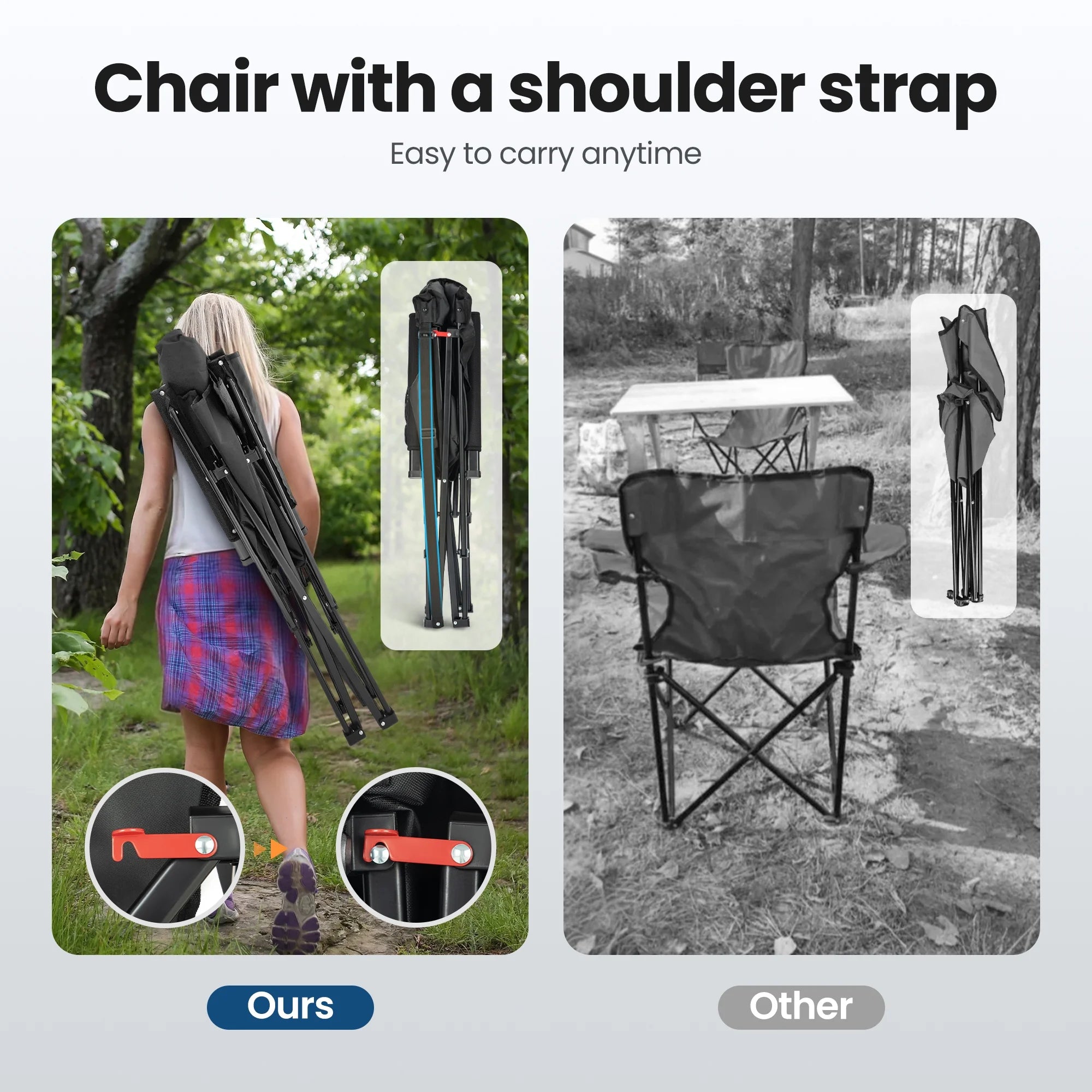 Oversized Camping Chair Heavy Duty High Back Camping Chairs 500Lbs Capacity Folding Lawn Chairs with Cup Holder, Portable for Outdoor, Beach and Picnic, Black