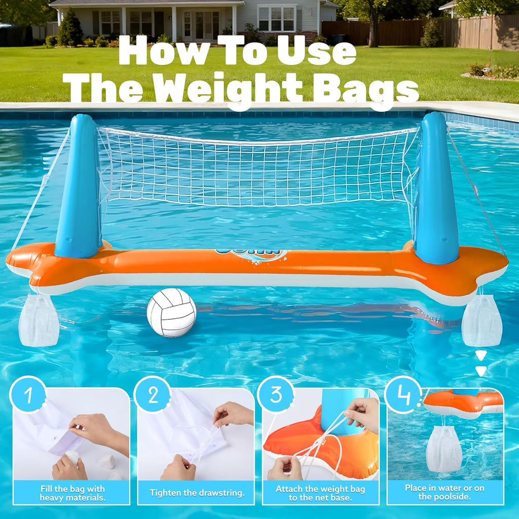 2-In-1 Inflatable Pool Toys Set with Pool Volleyball & Pool Basketball Hoop, Summer Pool Game for Kids and Pool Floats Adults, Volleyball Court (105”X28”X38”)|Basketball (27.6”X23”),L-Orange