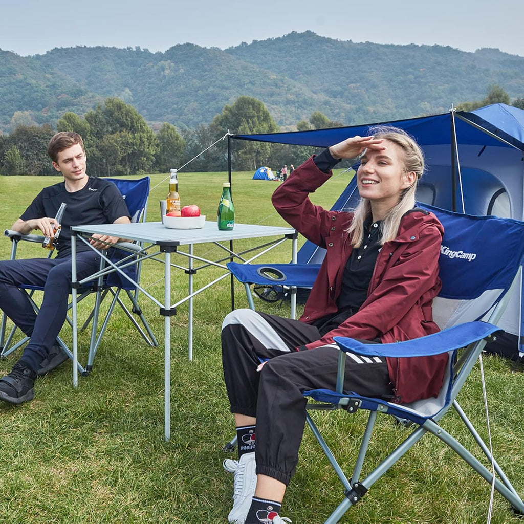 Camping Folding Chair Outdoor Lawn Chairs Folding for outside Oversized Mesh Back Portable Lightweight Camping Chair for Heavy Duty Adults with Cup Holder Padded Armrest Supports 300 Lbs