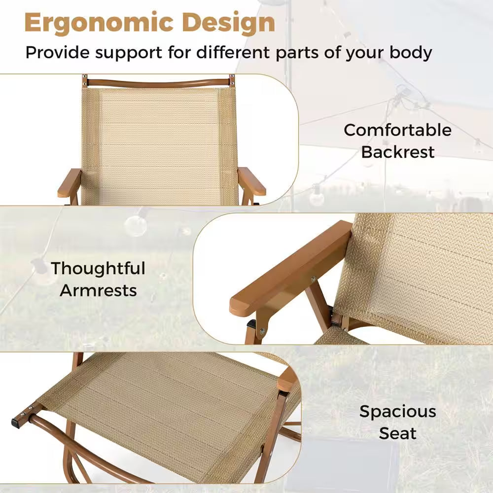 2-Pack Folding Camping Chairs Lightweight Fabric Lawn Chairs with Heavy Duty Aluminum Frame