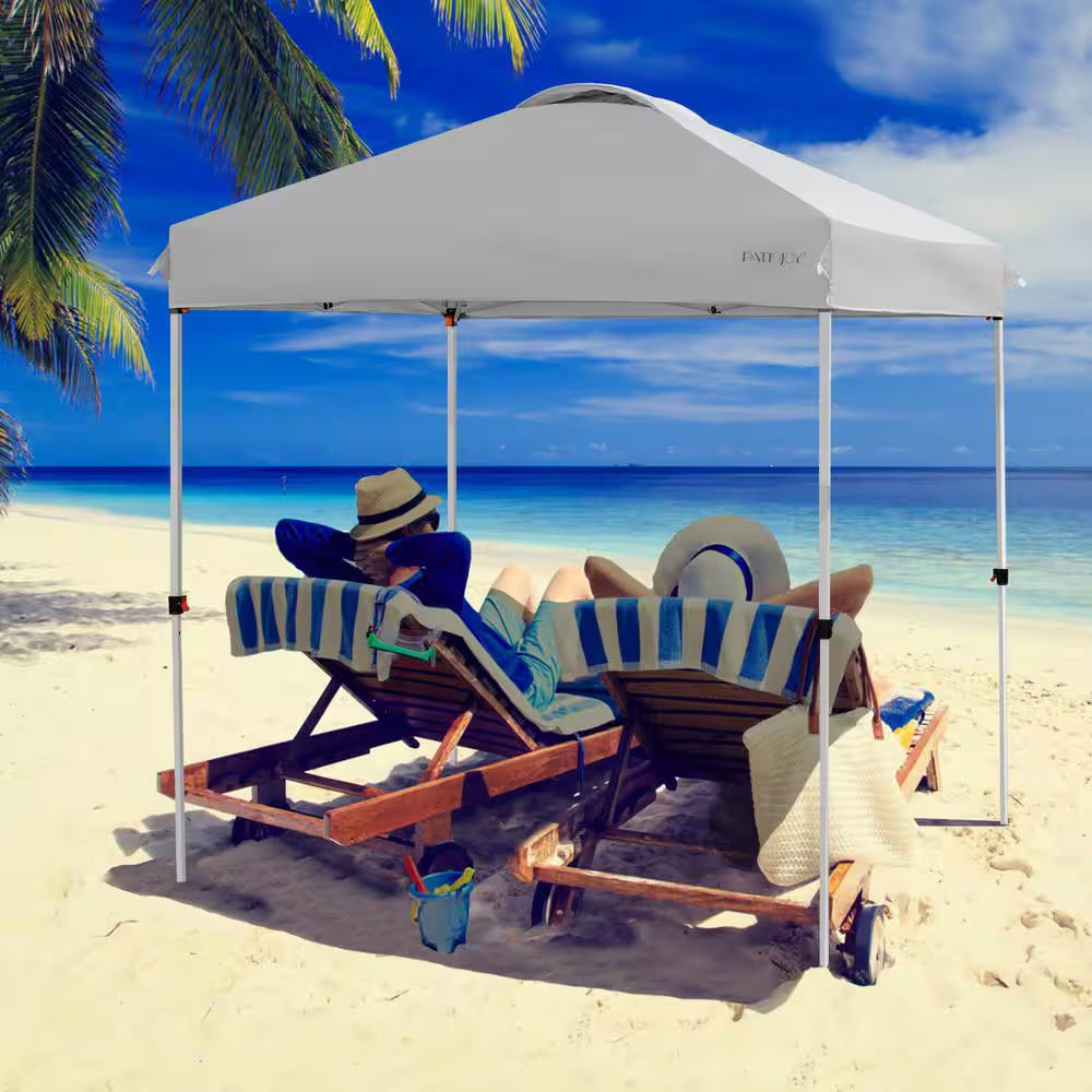 6.6 Ft. X 6.6 Ft. Outdoor Pop-Up Canopy Tent with Roller Bag, Height Adjustable, Gray