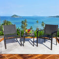 3 Pieces Patio Furniture Set Textilene Bistro Set Outdoor Conversation Set Modern Porch Furniture Lawn Chairs with Coffee Table, Black