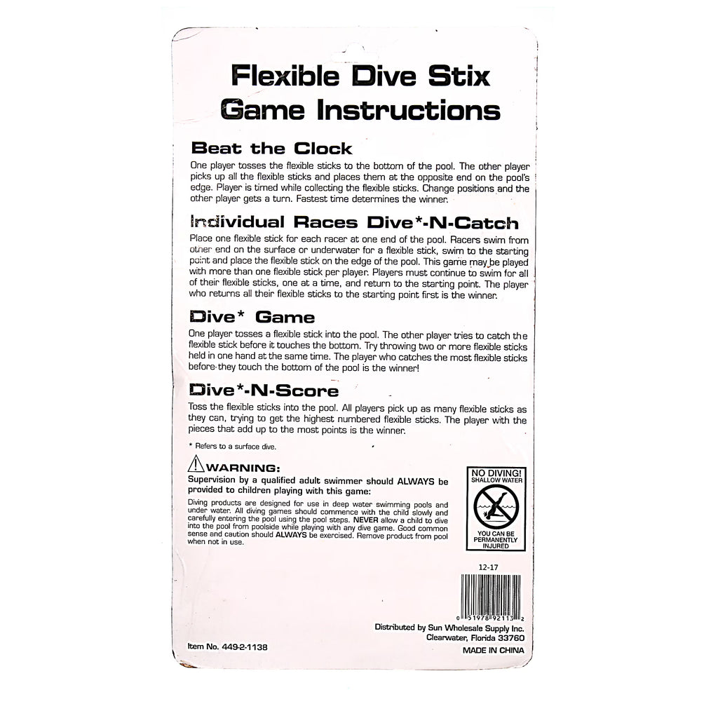 Plastic Dive Stix Pool Toys, Multicolor