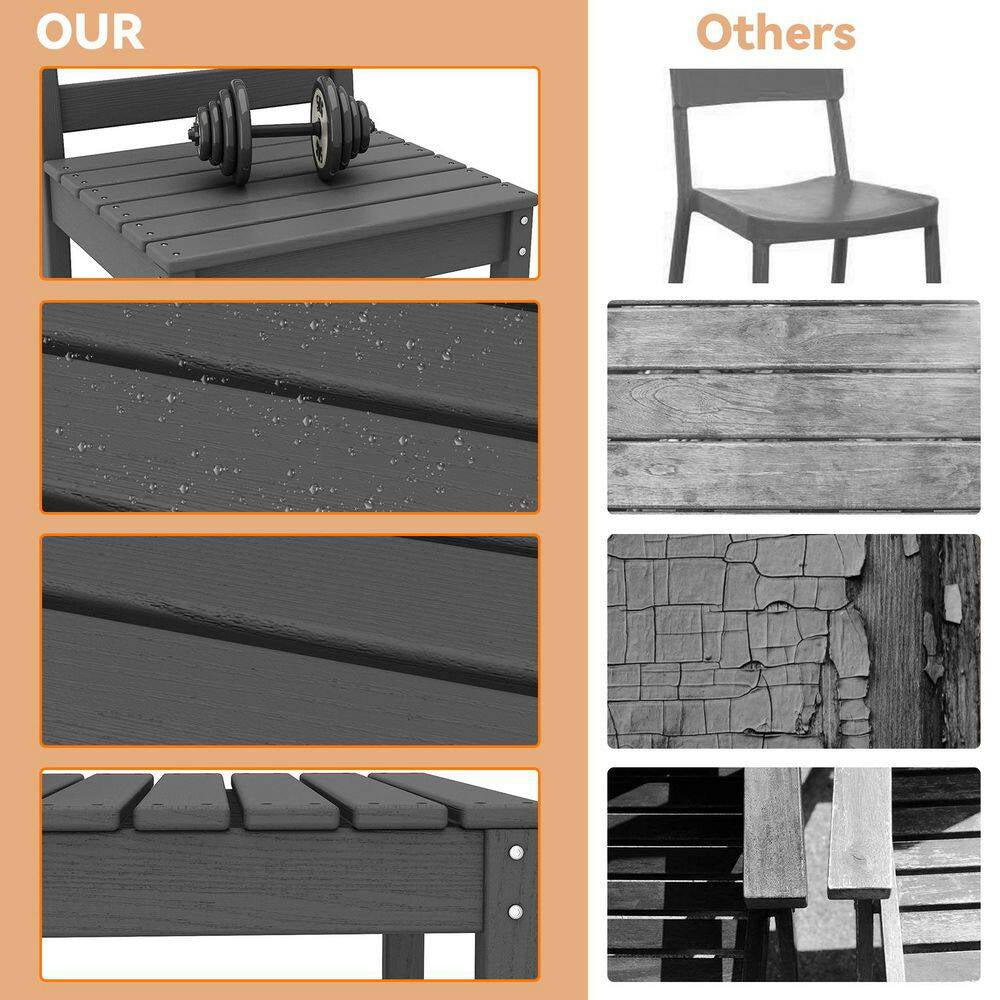 6-Piece HDPE Patio Dining Chairs, Heavy Duty Wood-Like Outdoor Dining Chairs for Garden, Deck, Lawn, Gray