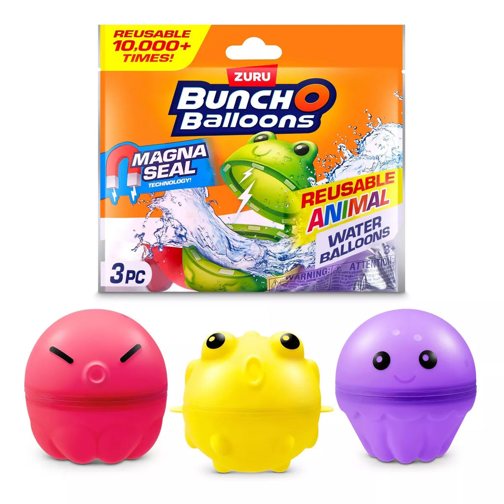 Bunch O Balloons Reusable Water Balloons Animals - 3Pk: Silicone Pool Toys for Kids