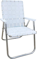 Folding Aluminum Outdoor Patio Lawn Chair | Heavy-Duty Webbed Chairs for Camping, Sports, Beach, Yard & Tailgating | Lightweight Portable | Classic - Bright White