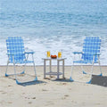 Set of 2 Patio Webbed Folding Chairs Nylon Fabric Portable Lawn Chairs Camping Chairs, Blue