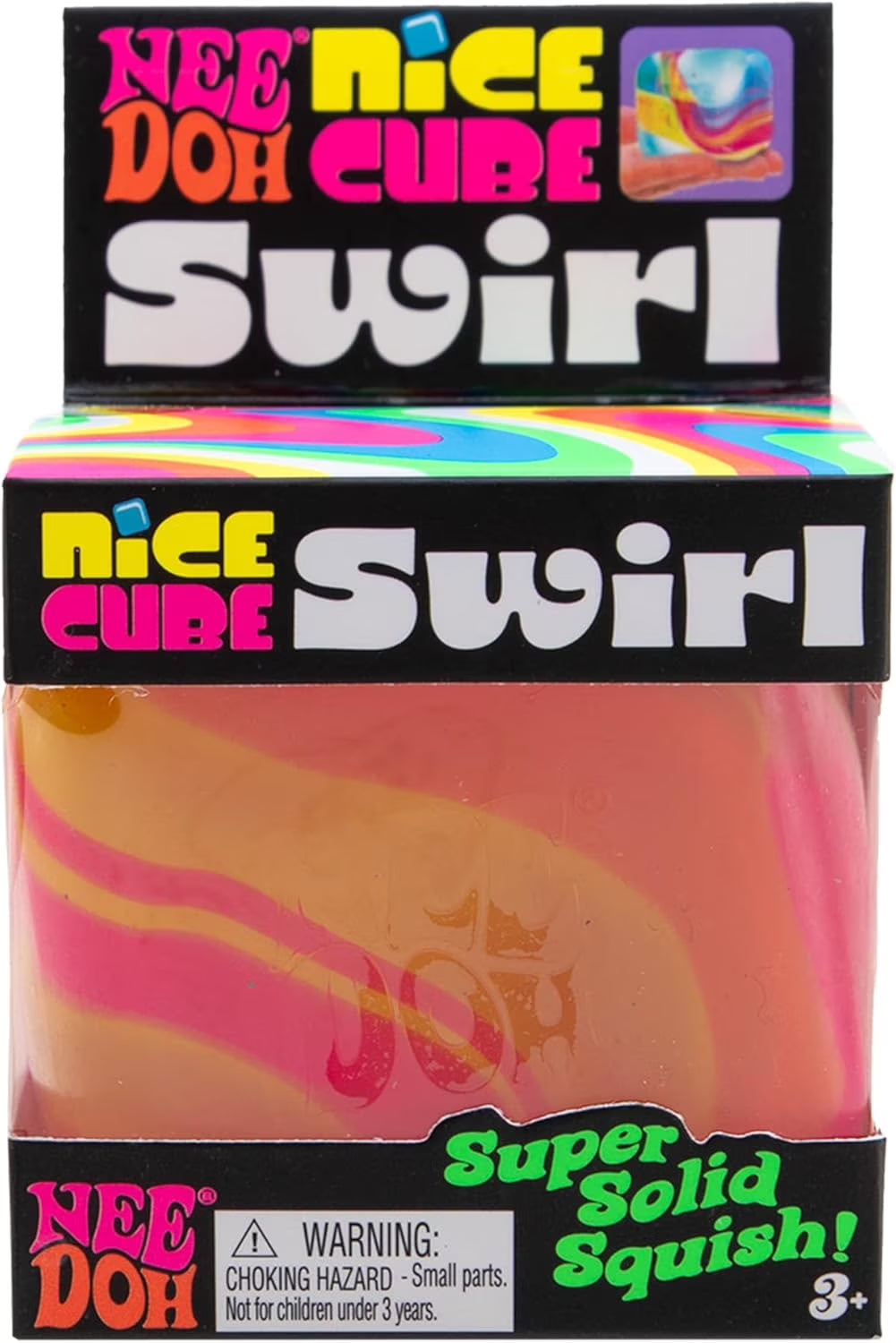 Schylling  Nice Cube Swirl - Sensory Toy with a Super Solid Squish - Unique, Swirling Color Blend - Ages 3 and up - Orange; One Cube per Pack