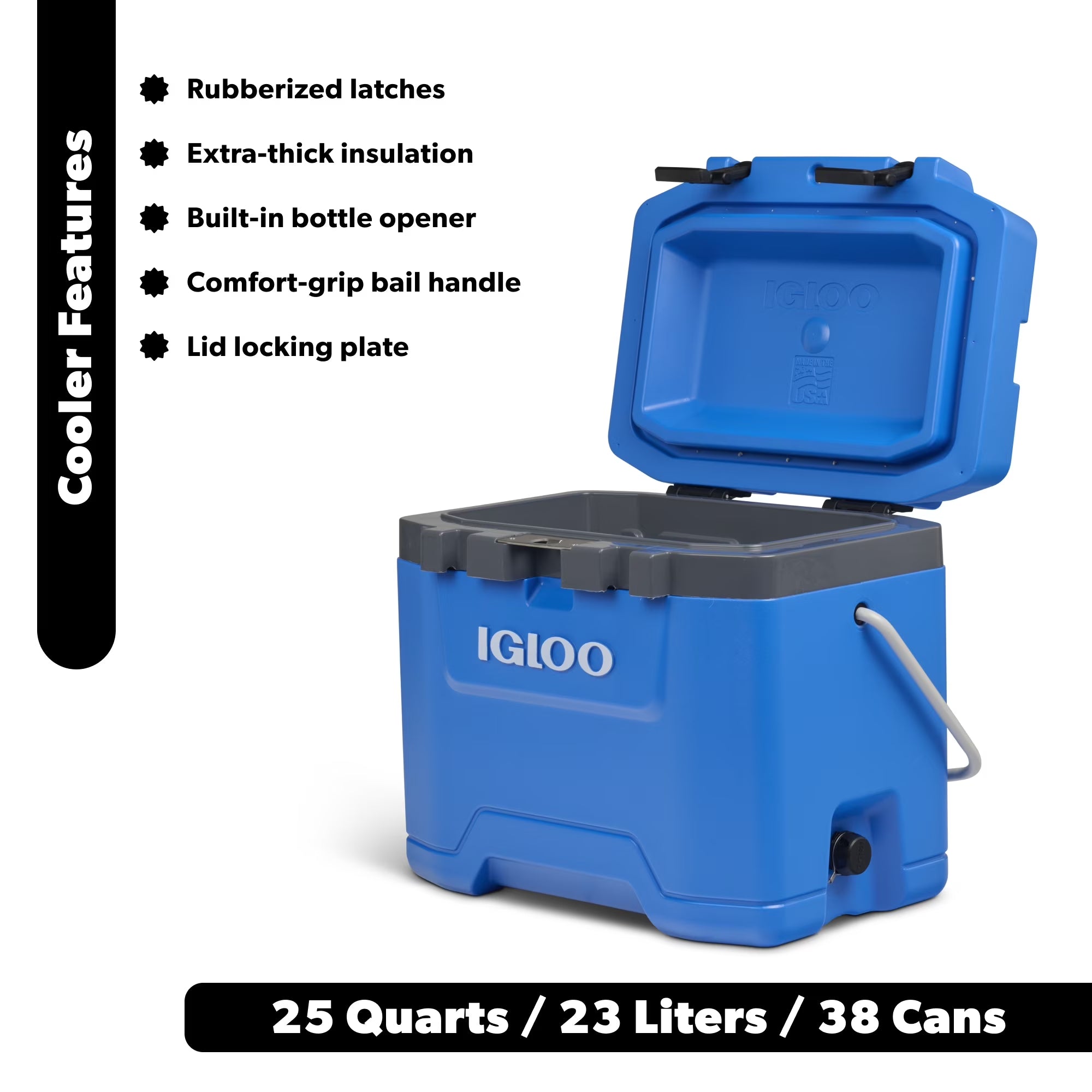 25 QT Overland Ice Chest Cooler, Blue
