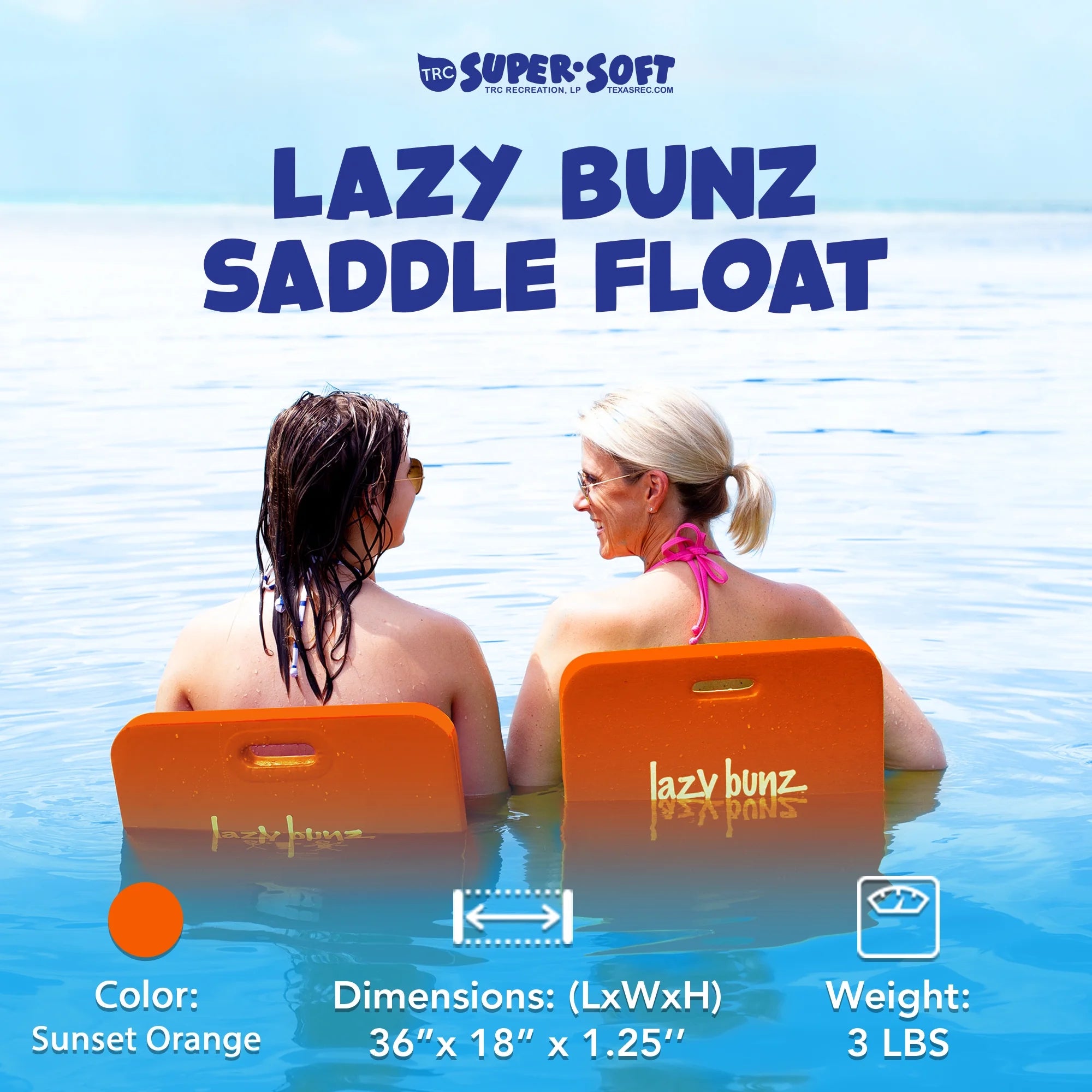 Lazy Bunz Foam Saddle Pool Lounger Float, Sunset Orange