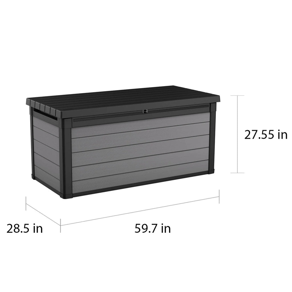 Premier 150 Gallon Durable Resin Outdoor Storage Deck Box for Furniture and Supplies, Grey
