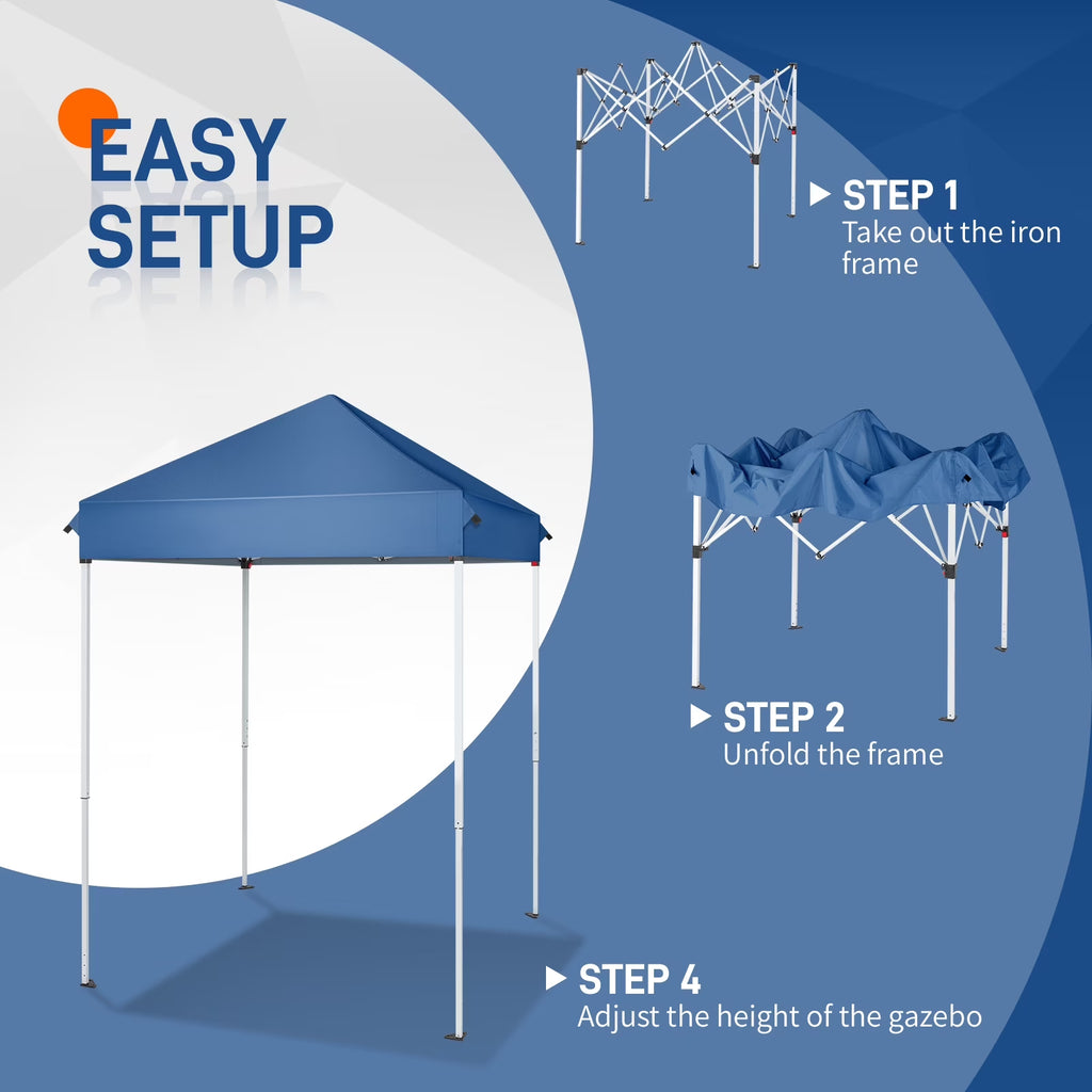 Portable 5Ft X 5Ft Canopy Tent for Patio, Foldable Gazebo for Backyard, Blue Canopy