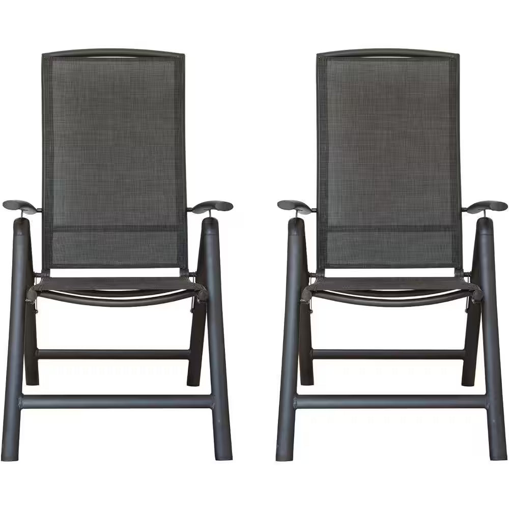 Patio Folding Patio Chairs (Set of 2), Aluminium Reclining Lawn Chairs with Adjustable Backrest