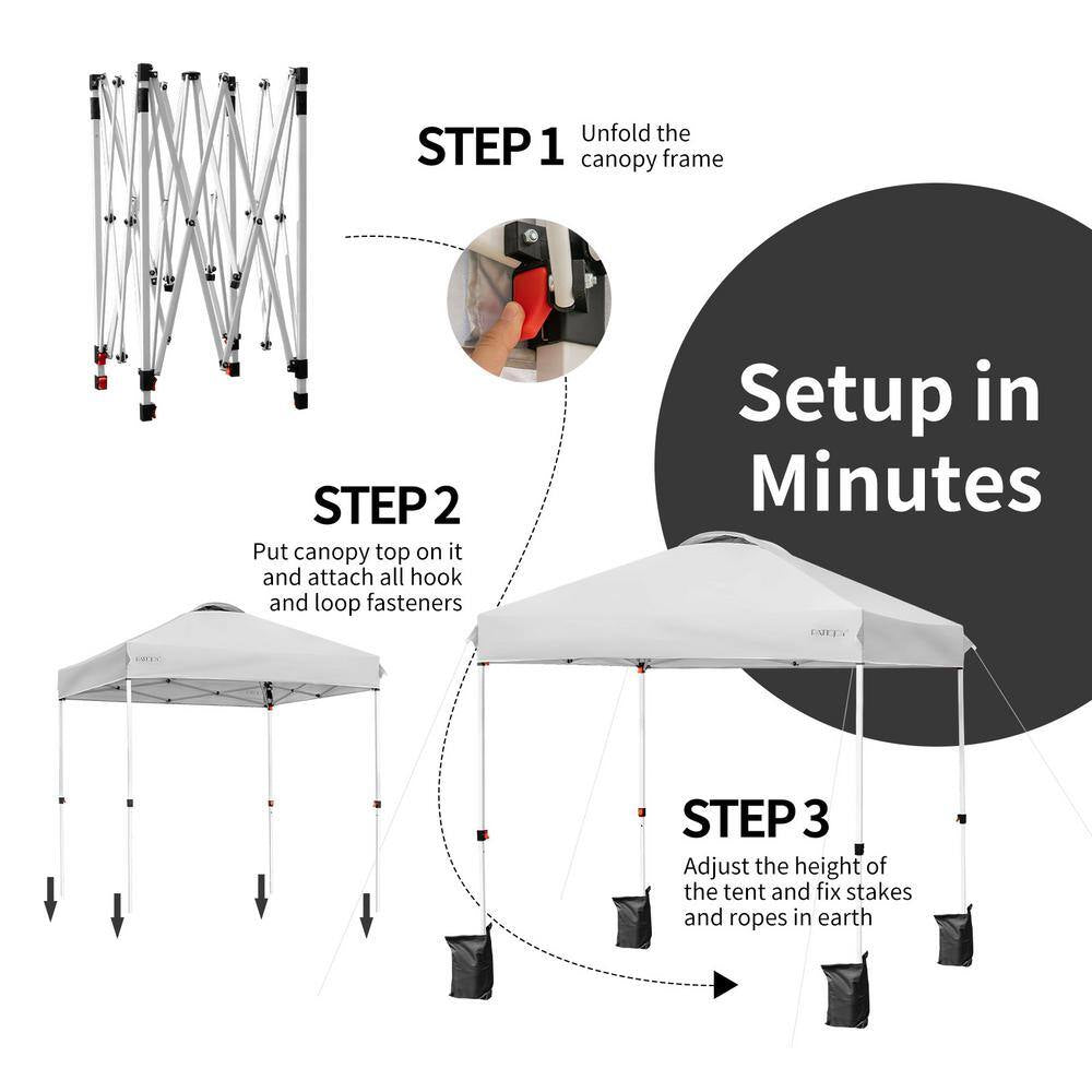 6.6 Ft. X 6.6 Ft. Outdoor Pop-Up Canopy Tent with Roller Bag, Height Adjustable, Gray