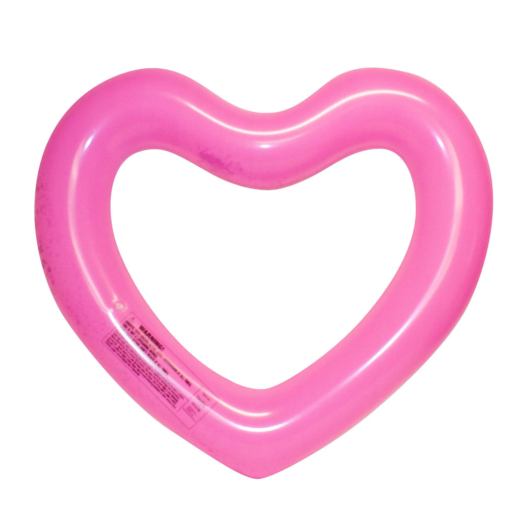 : Pink Glitter Heart Pool Float - 48"X40", Inflatable 48" Jumbo Ring, Anti-Leak, Durable, Water Accessory