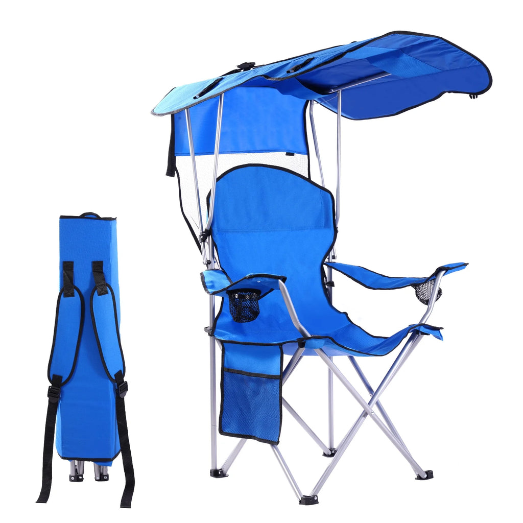 Camping Chair with Canopy Portable Camping Chairs with Shade for outside Folding Beach Chairs with Shade for Adults(Blue)