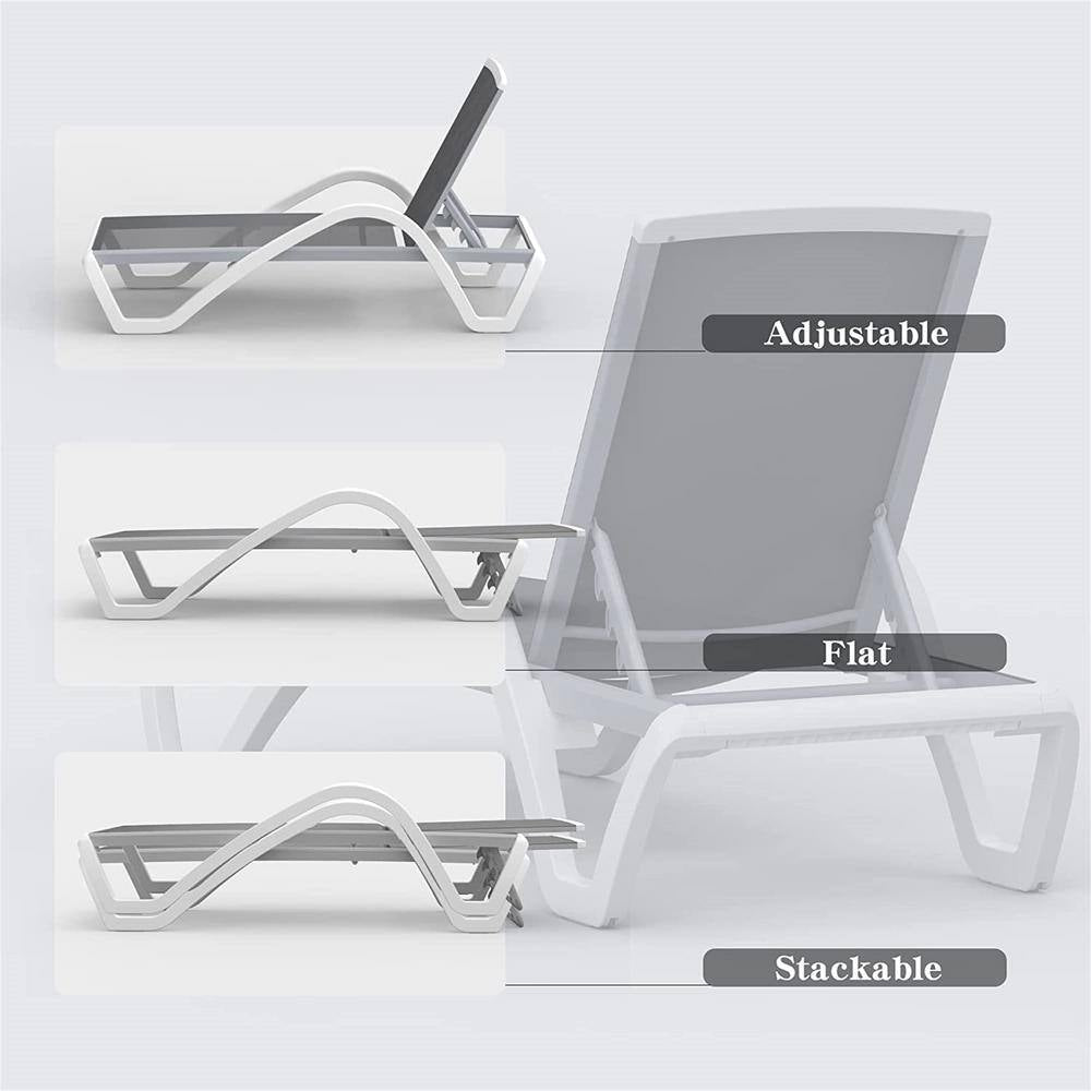 Patio Chaise Lounge Adjustable Aluminum Pool Lounge Chairs with Arm All Weather Pool Chairs for Outside, In-Pool, Lawn