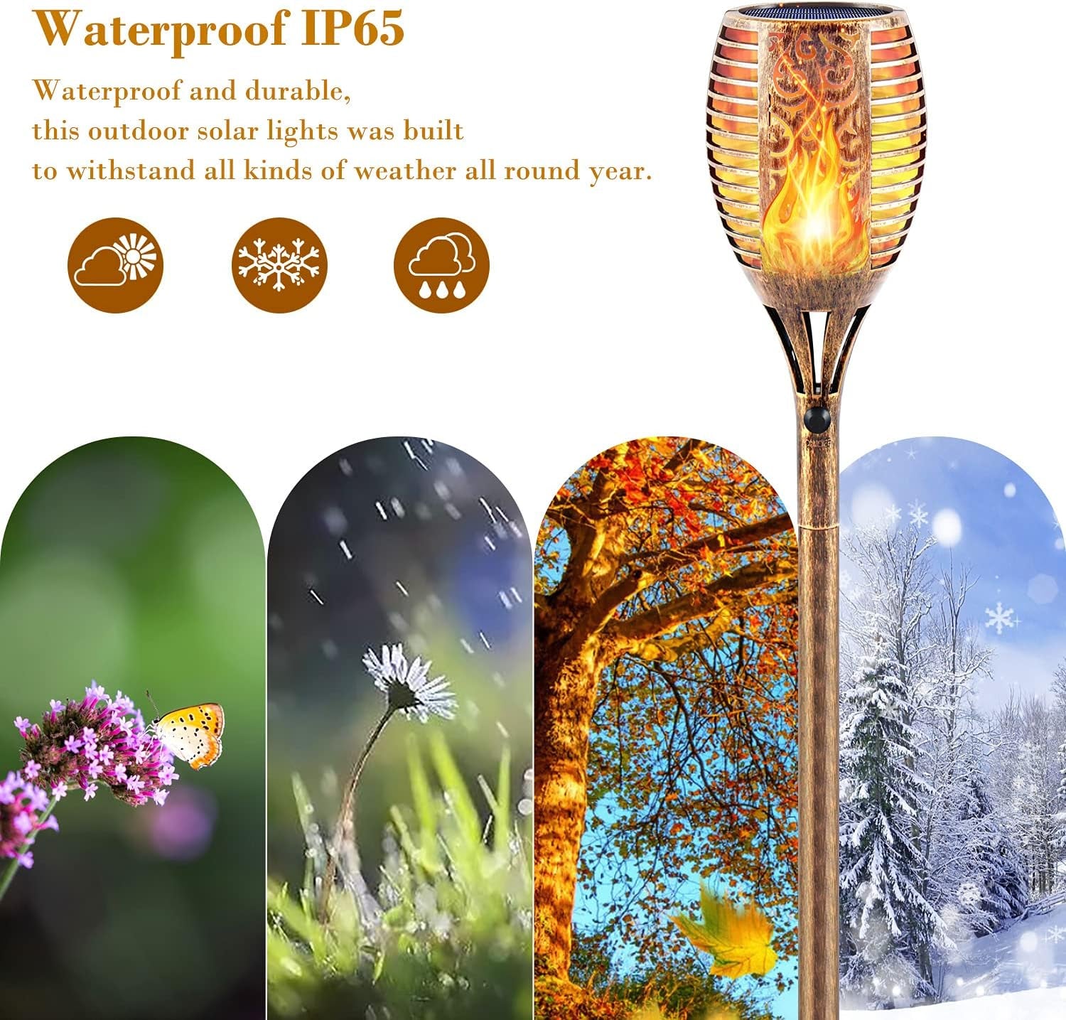 Solar Flickering Flame Torch,Solar Torch Lights 96 Leds Waterproof Solar Outdoor Light Christmas Decor Outdoor Lights Torches Dancing Flame Auto On/Off 4 Pack